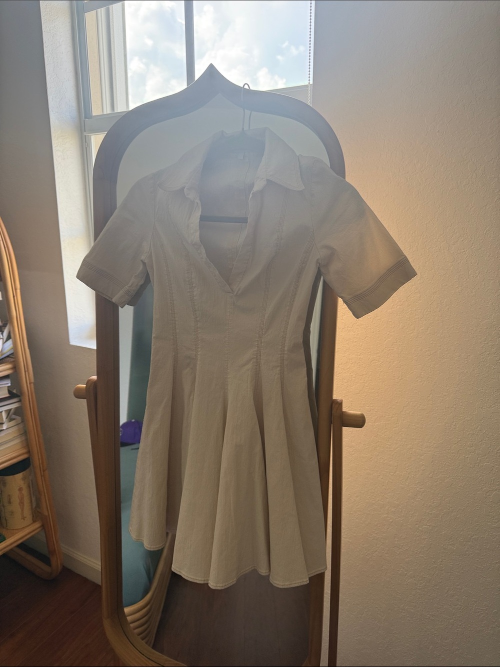 Girls' Cream Pleated Fit-and-Flare Dress